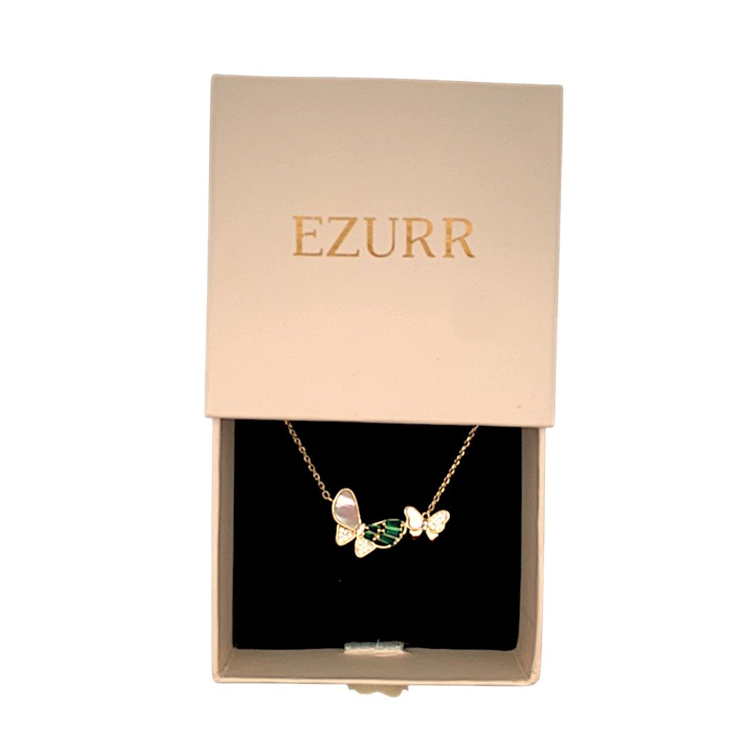 Celestara Duo Butterfly Pendant Chain (Pure Silver) - Gold